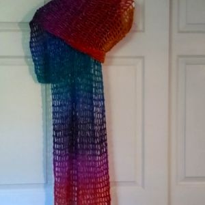 Crochet rainbow scarf